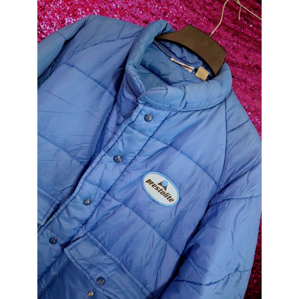 Blue Puffer Jacket Large King Louie Mens Vintage Prestolite Workwear Distressed